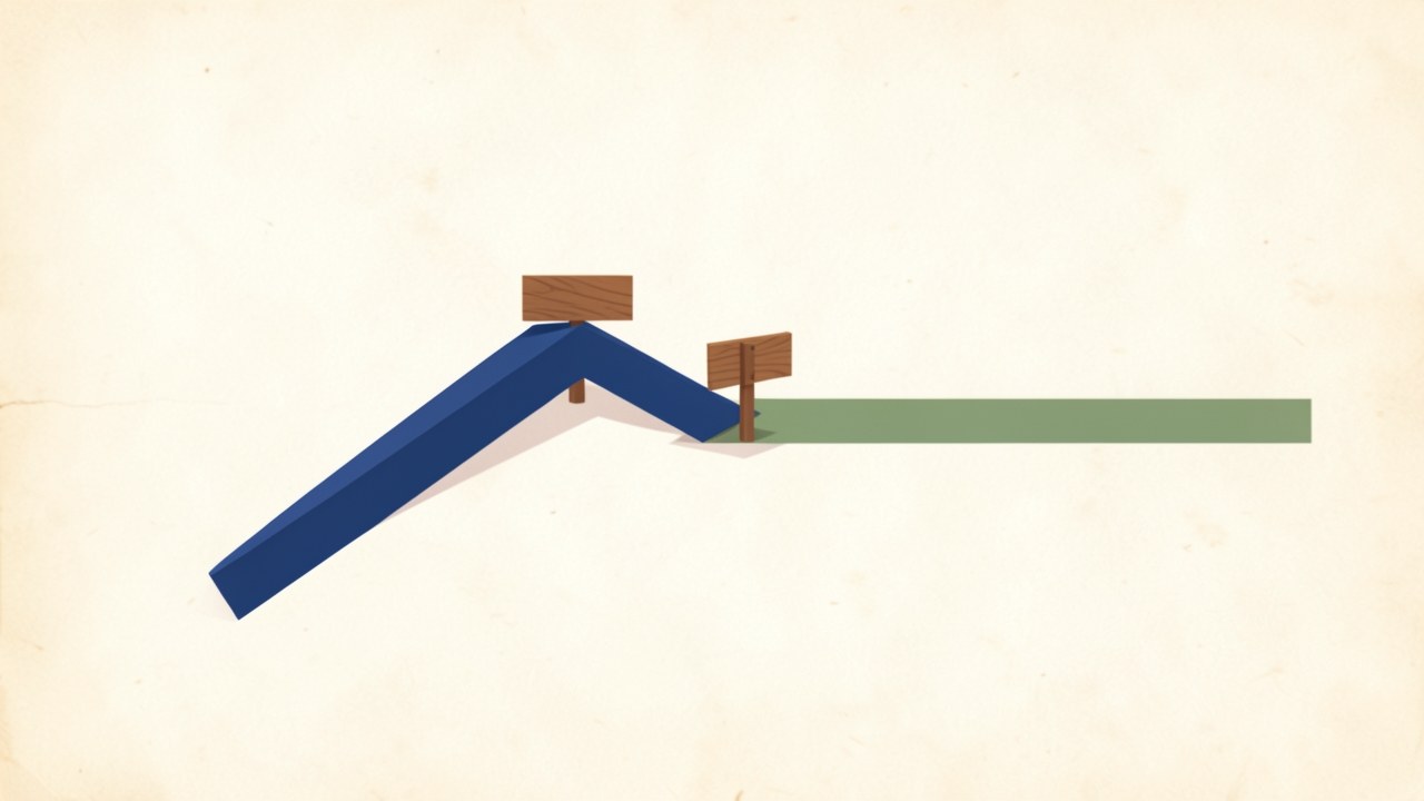 An abstract illustration comparing two paths: one short and steep, the other long and flat, with a signpost symbolizing loan term and rate choices.