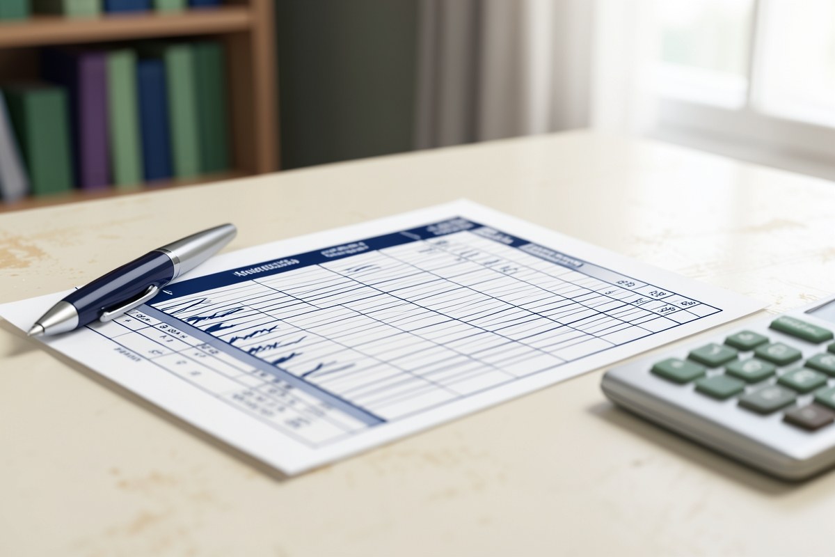 A close-up of a printed amortization table with a pen and calculator, symbolizing a detailed payment schedule.